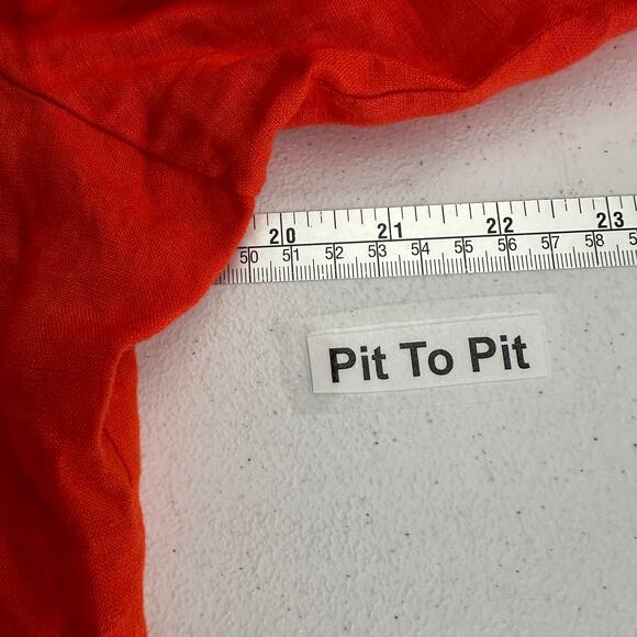 Sari I Womens Linen Top Size XL Orange Boho Artsy Vibrant Pintuck Statement - Picture 5 of 7